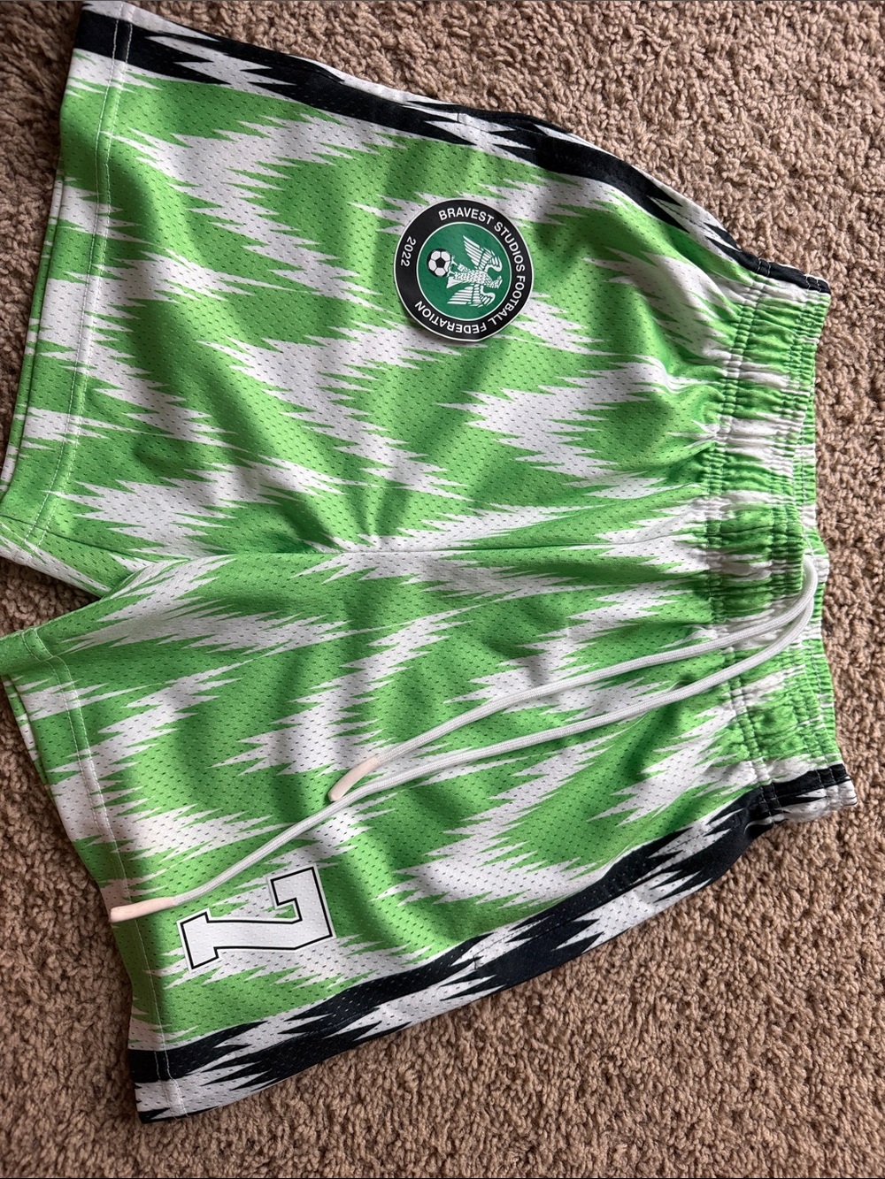 Bravest Studios Lime Green Athletic Shorts with White & Black Accents